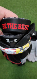 Lacrosse Gloves - "BE THE BEST" Maryland Wrist Black Gloves - Large & XL