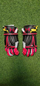 Lacrosse Gloves - "BE THE BEST" Maryland Flag - Black w/Red Accents - Large