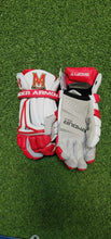 Load image into Gallery viewer, Lacrosse Gloves - &quot;M&quot; Flag White w/Red Accents - Large