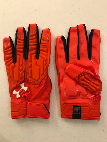 Under Armour Football Gloves Orange Sticky Grip