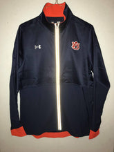 Load image into Gallery viewer, Auburn Women&#39;s Shiny Navy Full-Zip Jacket with Orange Sleeve Ends