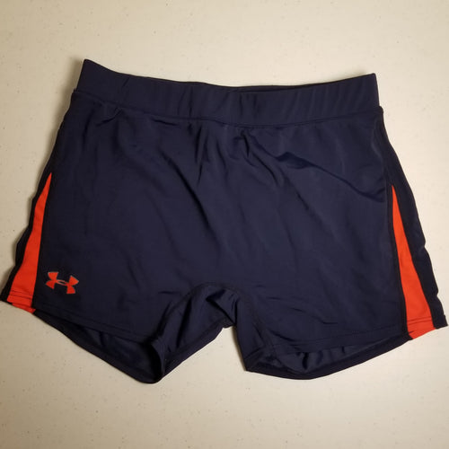 Navy Spandex Shorts with Orange Inserts