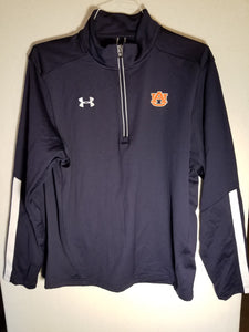 Auburn Navy 1/4 Zip Pullover Jacket with White Striped Sleeves