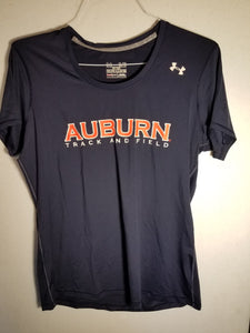 Women's Auburn Navy Track & Field Short Sleeve Compression with White Stitching
