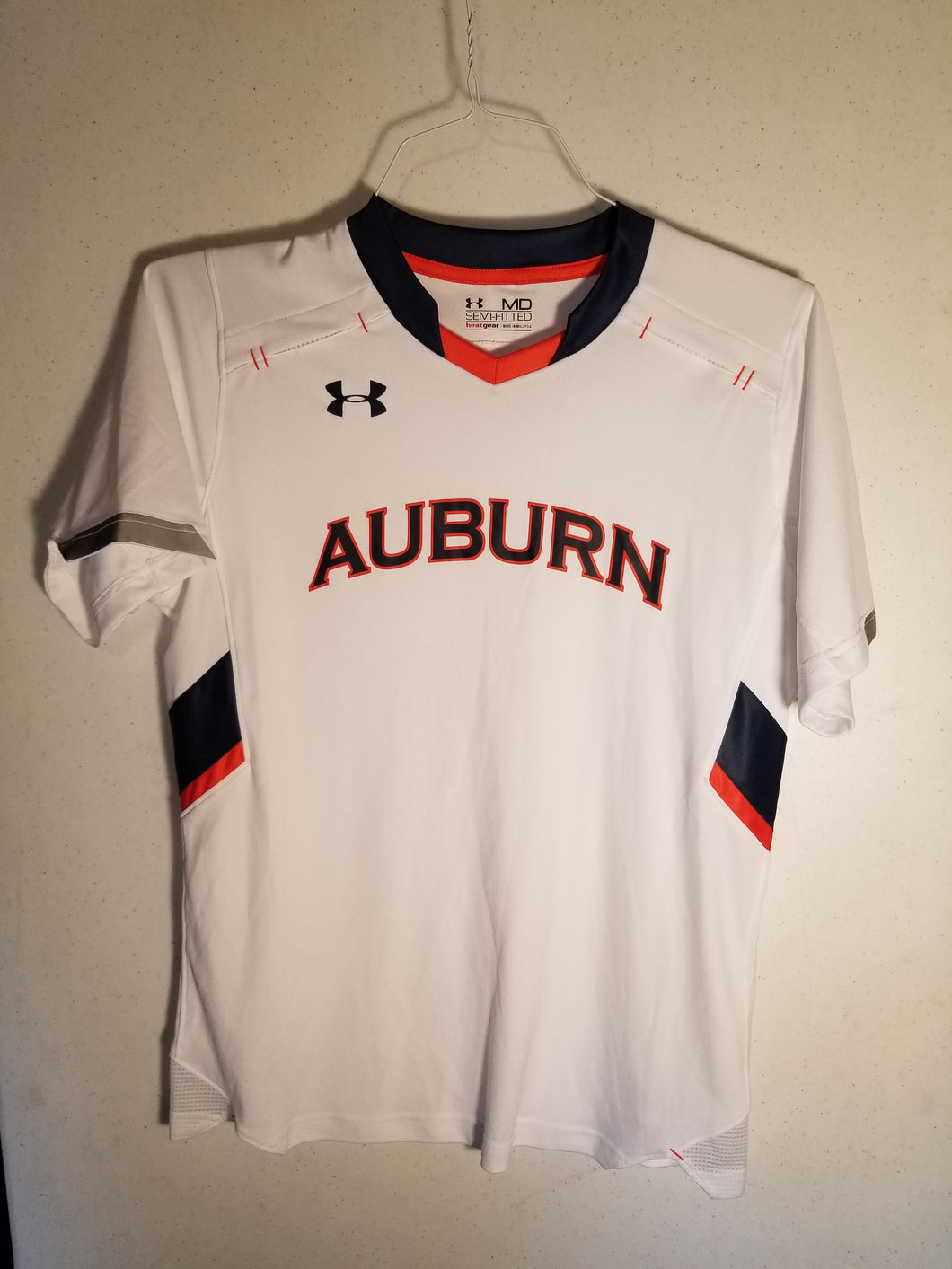 Auburn White Soccer Jersey with Navy Accents - Team Issued No #