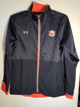 Load image into Gallery viewer, Auburn Women&#39;s Shiny Navy Sweatsuit with Orange Zipper