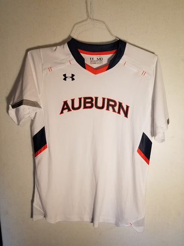 Auburn White Short Sleeve Jersey with Orange and Navy Inserts on the Side